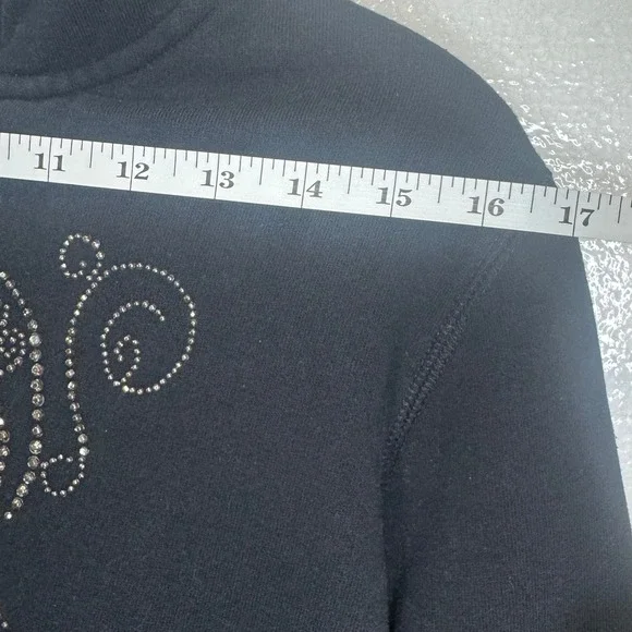 Onque Casuals Black Rhinestone Embellished Zip Up Hoodie Sweatshirt XL - Picture 5 of 9